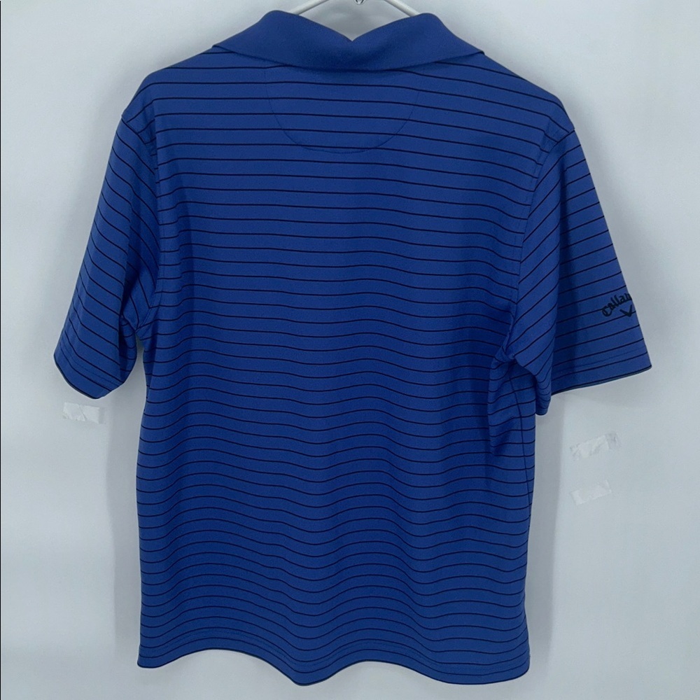 Callaway Striped Golf Polo Shirt Blue Black Cabot Logo Size S Mens - Picture 6 of 11